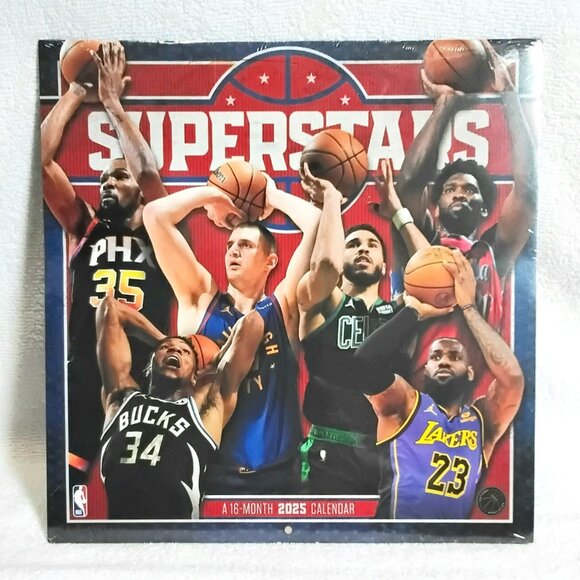 3/$25 2025 12" 16 Month NBA Superstars Calendar BNIP!! - Picture 1 of 2